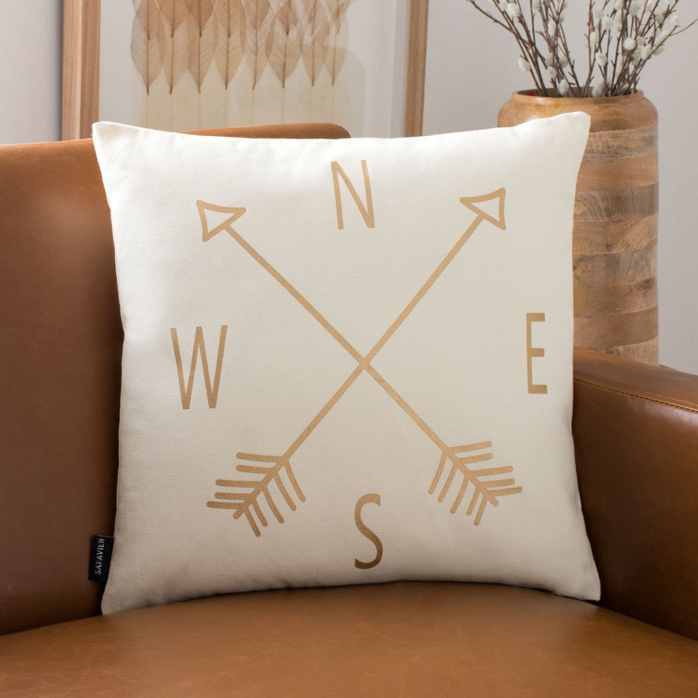 Safavieh Compass Pillow Beige/Gold 18" X 18"