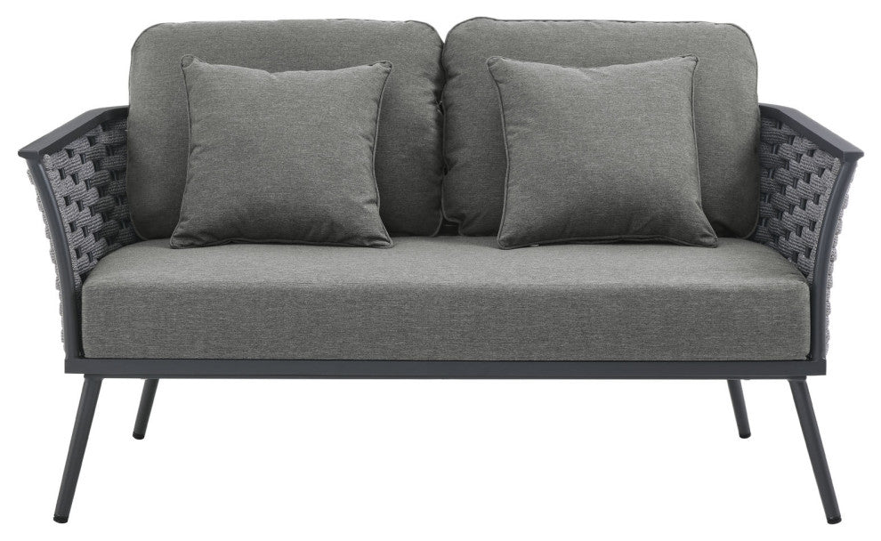 Stance Outdoor Patio Aluminum Loveseat Gray Charcoal
