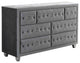 Fabric Upholstered Dresser With Button Tufting, Gray