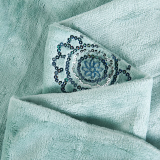 Sequin Embroidered Throw Blanket, Harbor Grey