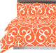 Floral Victoria 100% Cotton Duvet Cover Set, Tangerine and White, Full/Queen