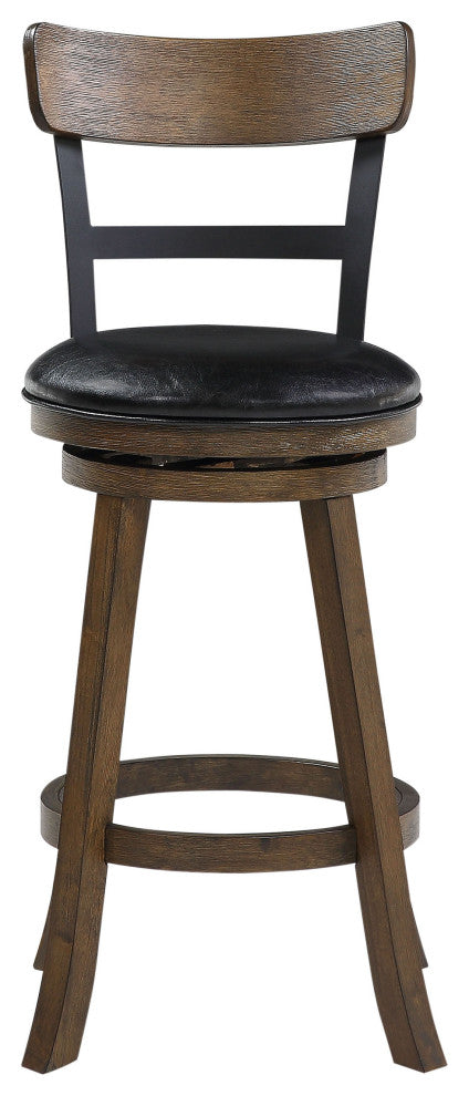 Riverside Walnut High Back Wood and Metal Bar Stool, 42.5 in.