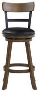 Riverside Walnut High Back Wood and Metal Bar Stool, 42.5 in.