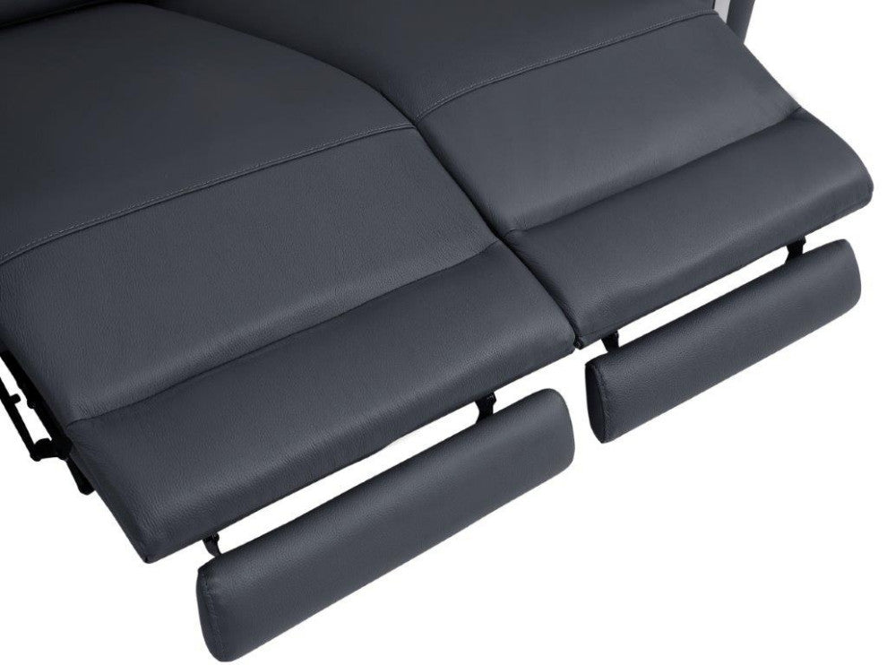 Prato Genuine Italian Leather Modern Chair, Dark Gray