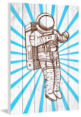 "Space Suit" Painting Print on White Wood