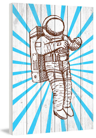"Space Suit" Painting Print on White Wood