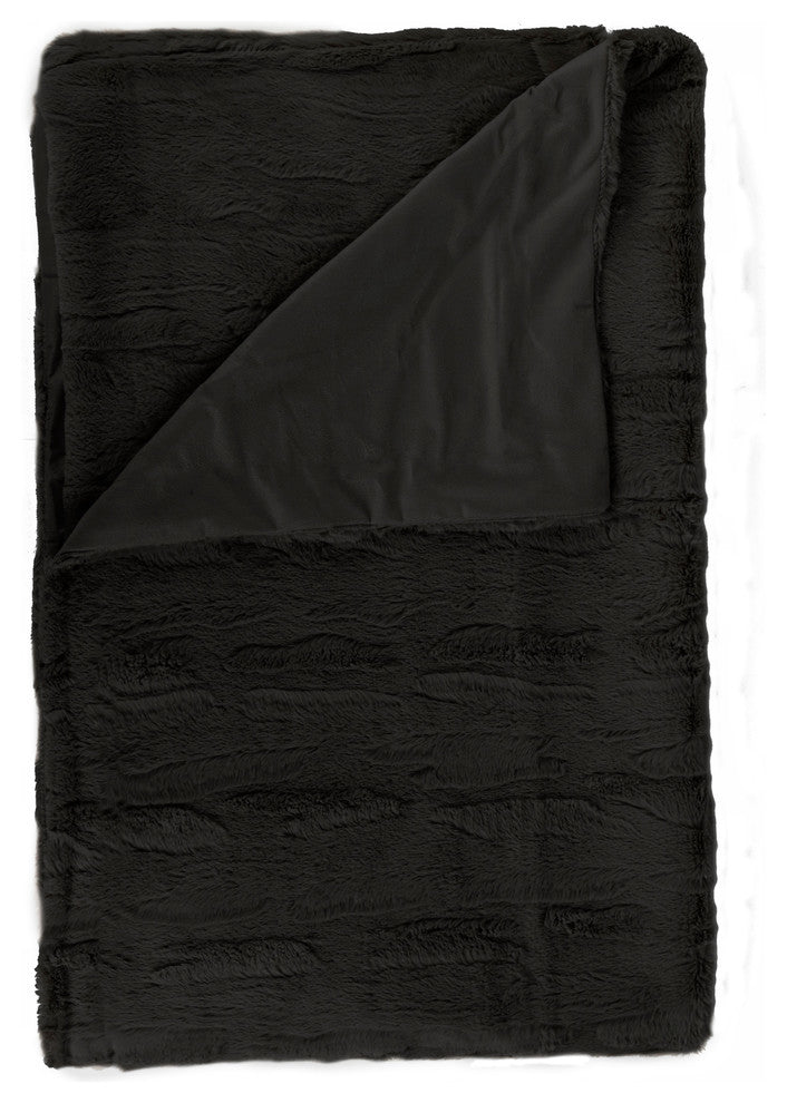 Faux Fur Throw 50"x60", Black