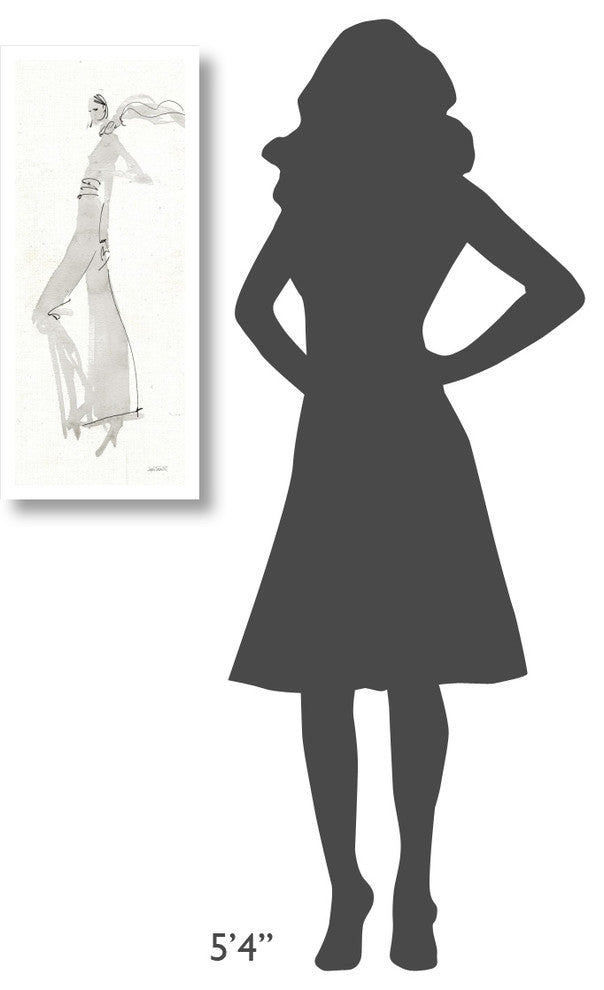 "La Fashion III Gray" Digital Paper Print by Anne Tavoletti, 14"x32"