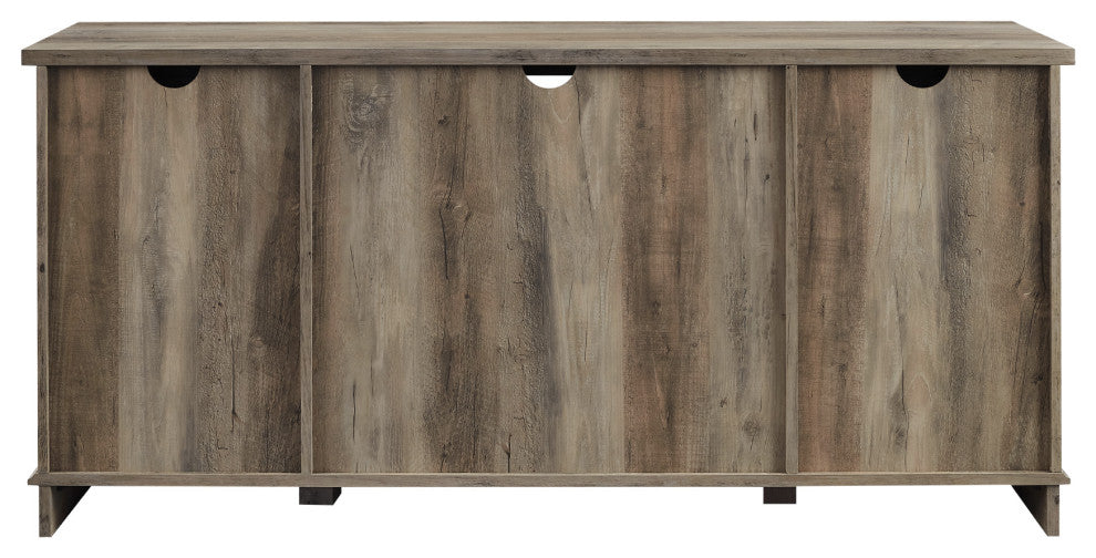 58" Farmhouse Sliding Barn Door TV Stand Media Console, Gray Wash