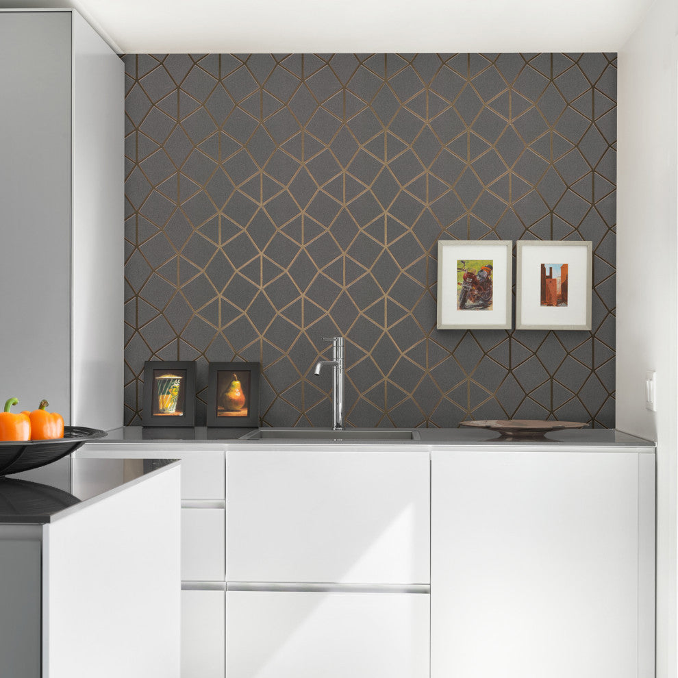 Albion Taupe Geometric Wallpaper Bolt
