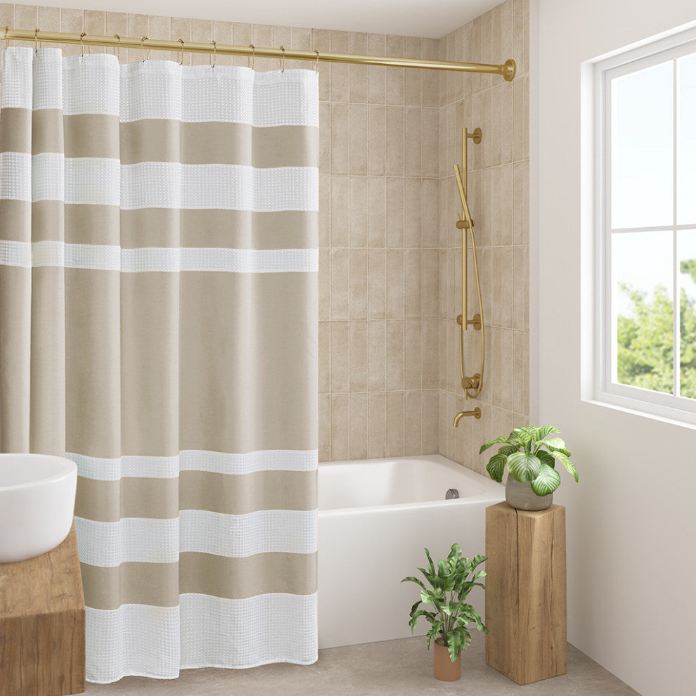 Madison Park Spa Waffle Shower Curtain With 3M Treatment