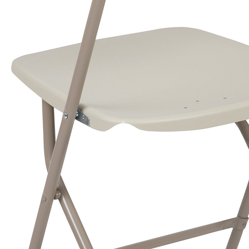 Hercules Series Plastic Folding Chair - 2 Pack 650LB Weight Capacity, Beige