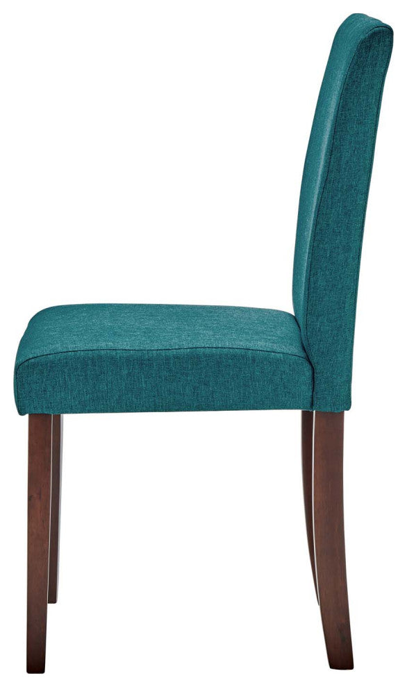Side Dining Chair, Set of 2, Fabric, Wood, Teal Blue, Modern, Bistro Restaurant