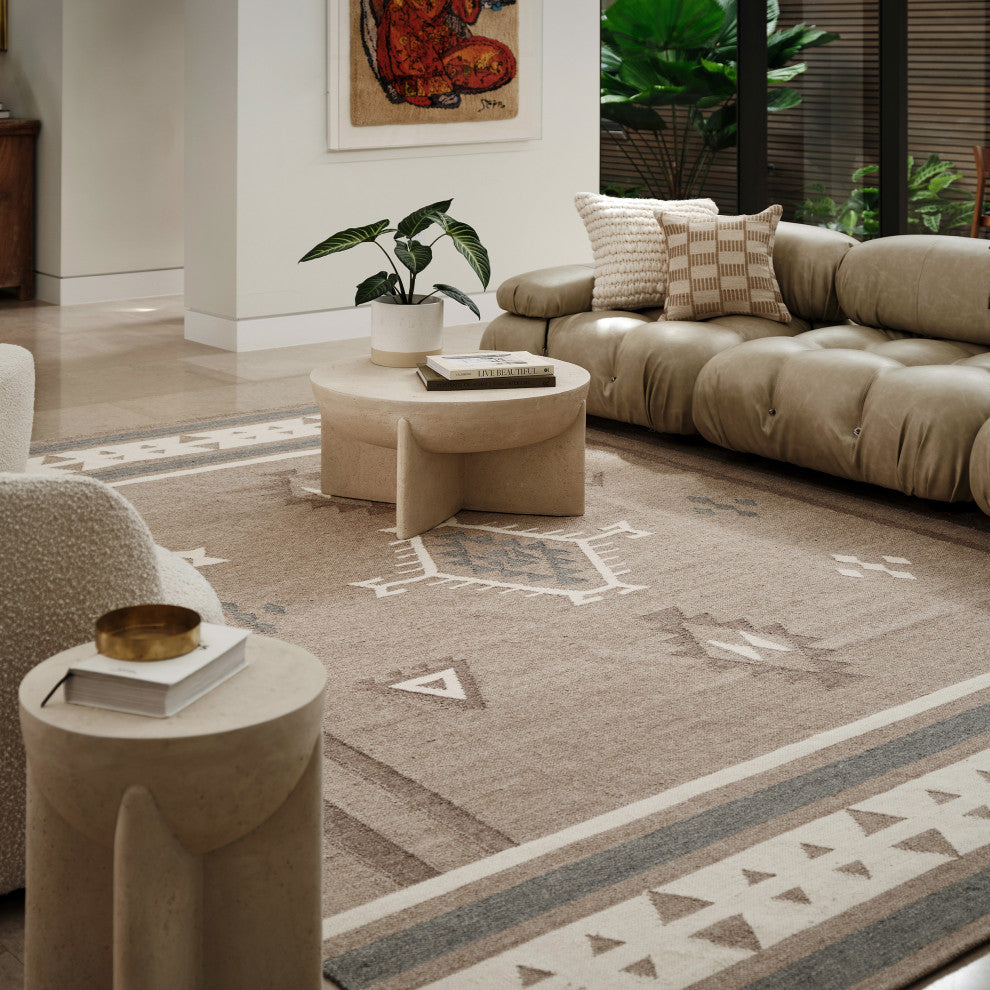 Westerly Southwestern Wool Blend Area Rug, Taupe 10' x 14'