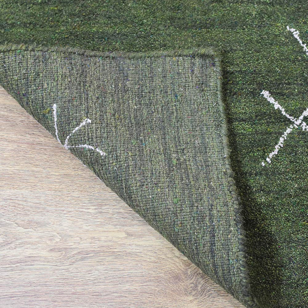 HAND KNOTTED LOOM SILK AREA RUGS-6'x9',Rectangle,Green White,Contemporary