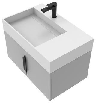 CastelloUSA Amazon 30" Left Wall Mounted Bathroom Vanity Set, Gray, White Top, Black Handles