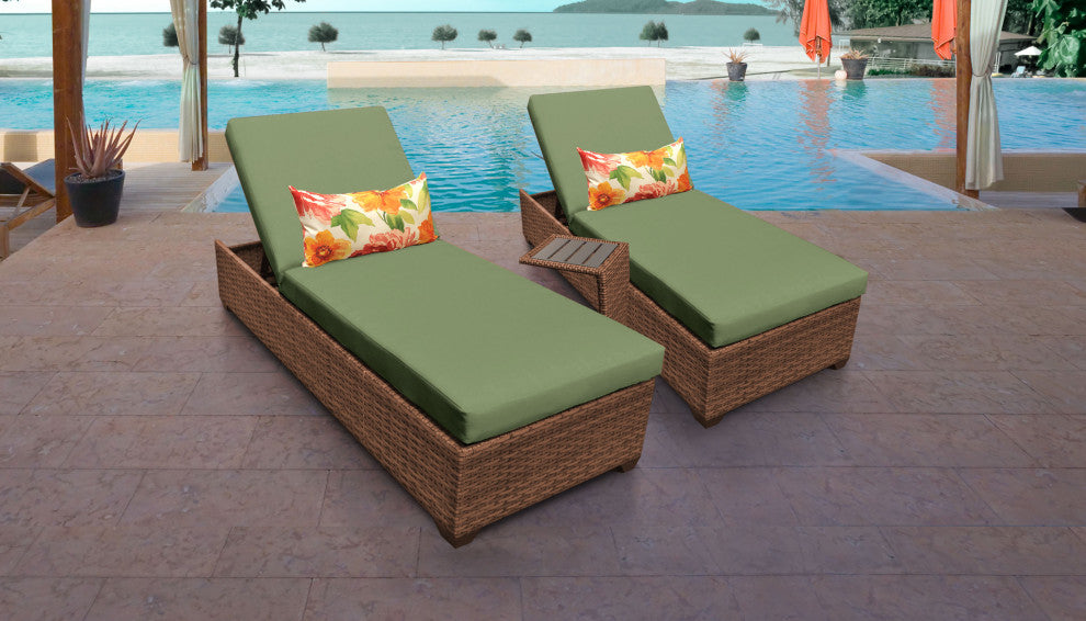 Laguna Chaise Set of 2 Outdoor Wicker Patio Furniture With Side Table