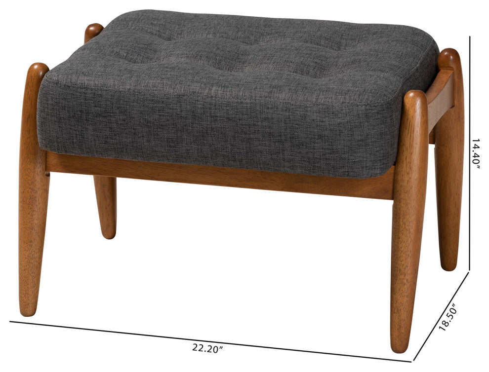 Ester Ottoman Footstool, Dark Gray/Walnut Brown