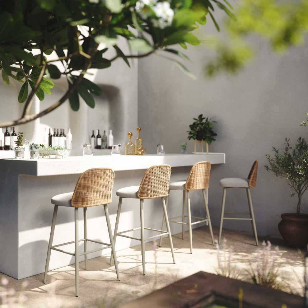 Alexa Cream Outdoor Barstool Cream