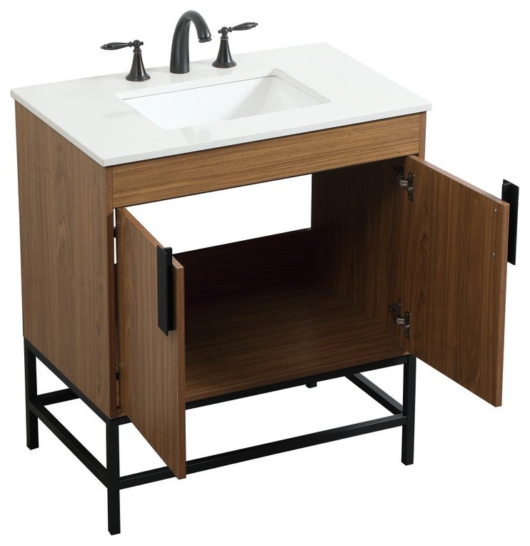 Home Living 19" Modern Walnut Brown-Light Bathroom Vanity