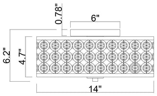3-Light 14 in Modern LED Flush Mount Light With Crystal