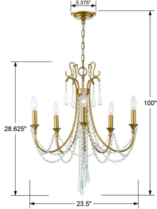 Crystorama Lighting Group ARC-1905-CL-MWP Arcadia 5 Light 24"W - Antique Silver