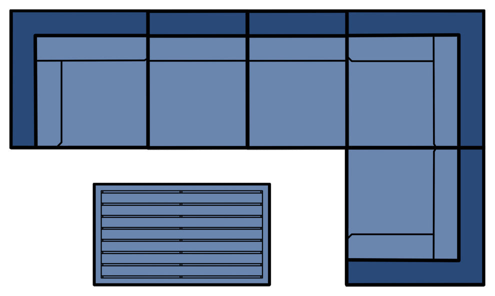 Maui 6-Piece Outdoor Conversation Set, Coffee Table, Sky Blue