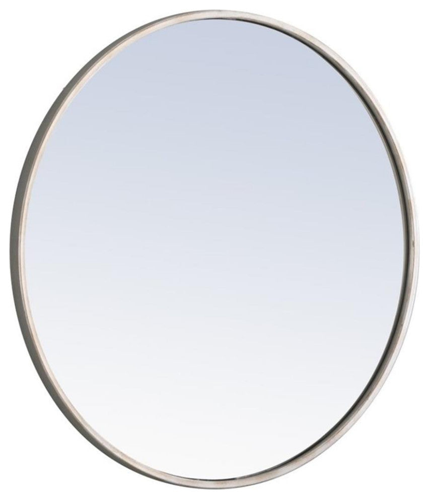 Elegant Decor Eternity 24" Round Metal Frame Mirror in Silver