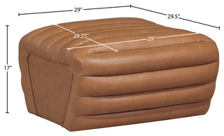 Vega Upholstered Ottoman, Cognac, Vegan Leather
