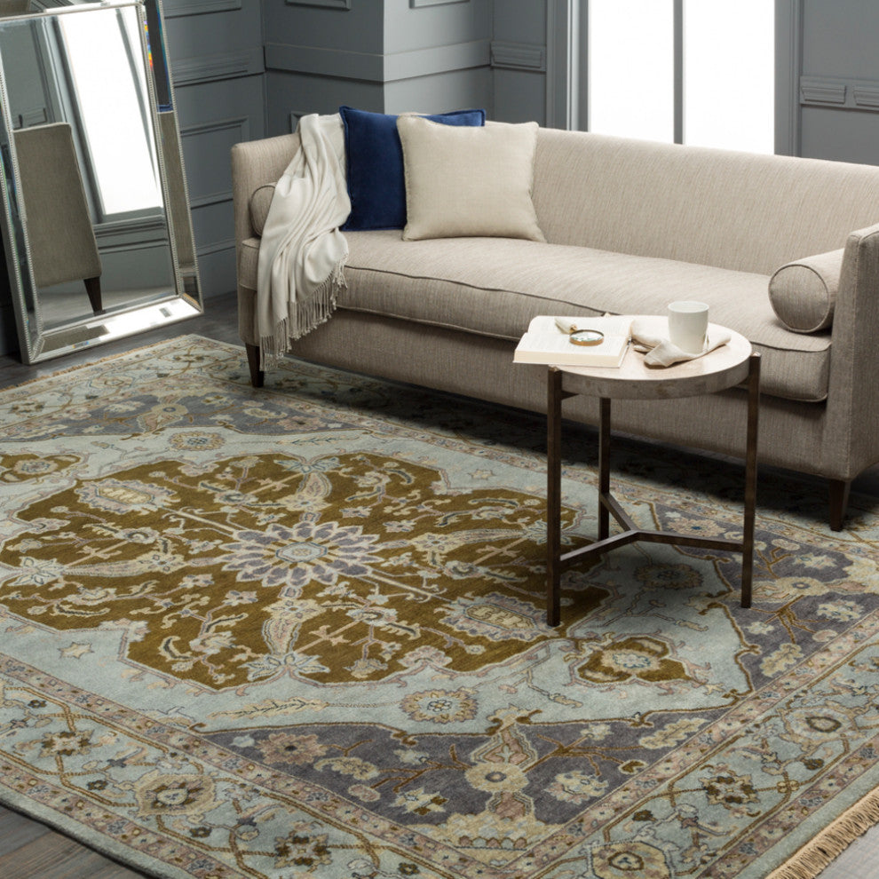 Surya Zeus ZEU-7823 Traditional Area Rug, Light Gray, 8' x 11' Rectangle