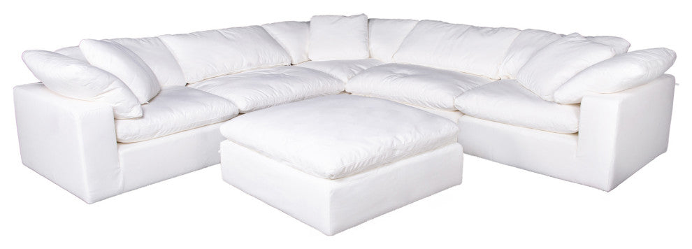 Clay Ottoman Livesmart Fabric White