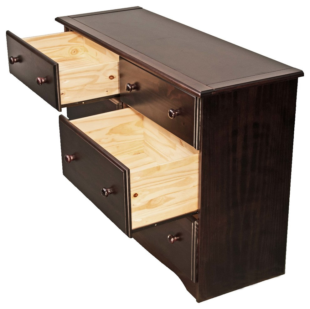 100% Solid Wood Double Dresser, Java