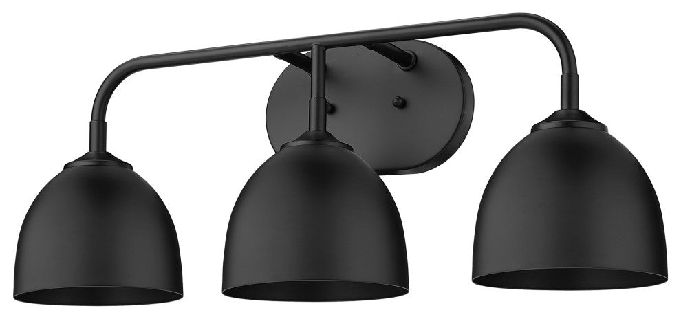 Zoey 3 Light Bath Vanity, Matte Black With Black
