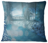 Beautiful Winter River View Landscape Printed Throw Pillow, 18"x18"