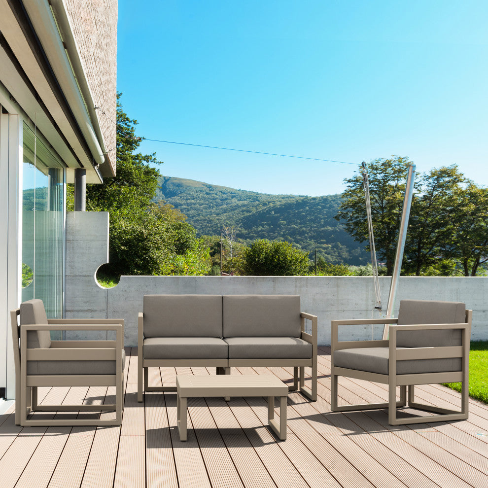 Mykonos Patio Loveseat Taupe With Acrylic Fabric Taupe Cushion