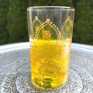 Hand Painted Arabesque Glass Teacups, Set of 6