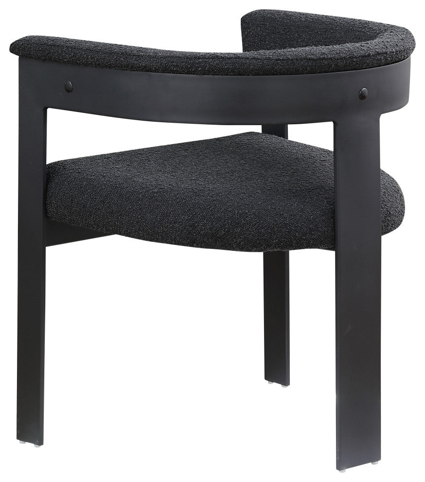 Romeo Upholstered Dining Chair, Set of 2, Black, Boucle Fabric, Matte Black