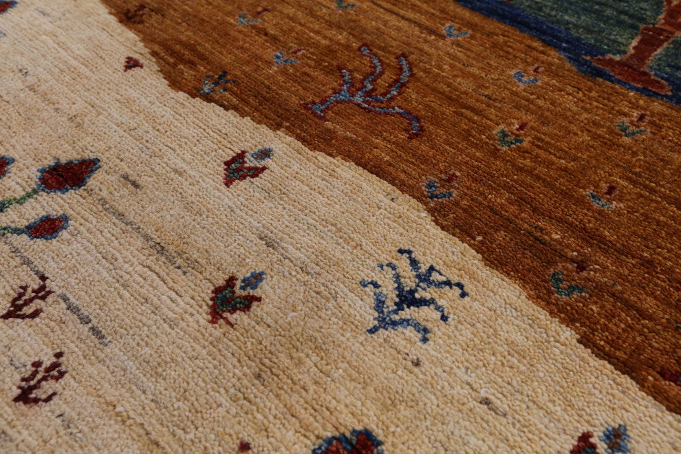 Persian Gabbeh Tribal Hand Knotted Rug 3' 4" X 4' 10" - Q12423