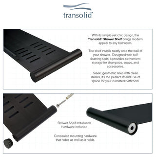Transolid SS17-MB 17-in Shower Shelf, Matte Black
