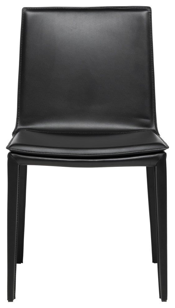 Elite Living Hilton (Set of 2) Modern Leather Upholstered Dining Chair, Black