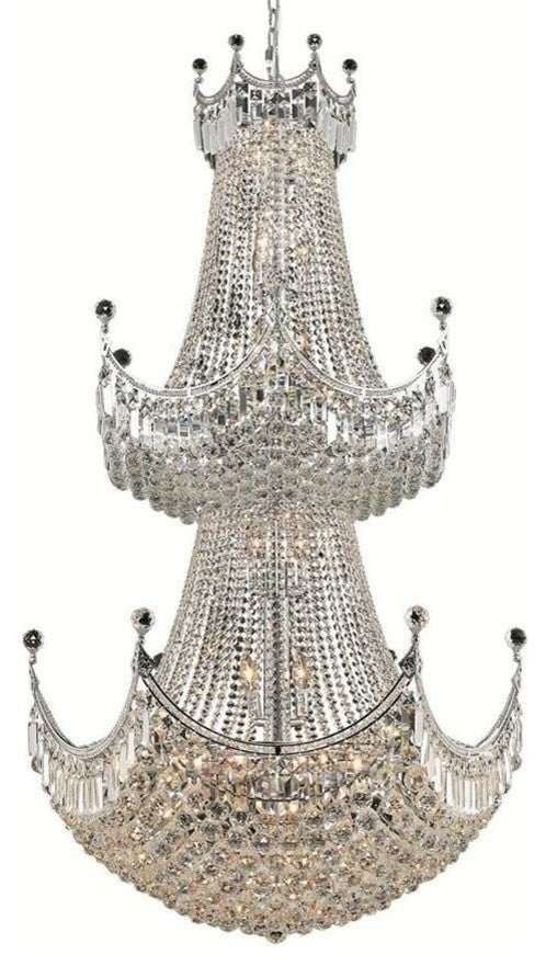Elegant Corona Foyer Hall Light, Chrome Finish With Royal Cut Crystal