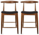 Set of 2 Solid Wood Farmhouse 25" Counter Stool with Faux Leather Cushion, Espresso