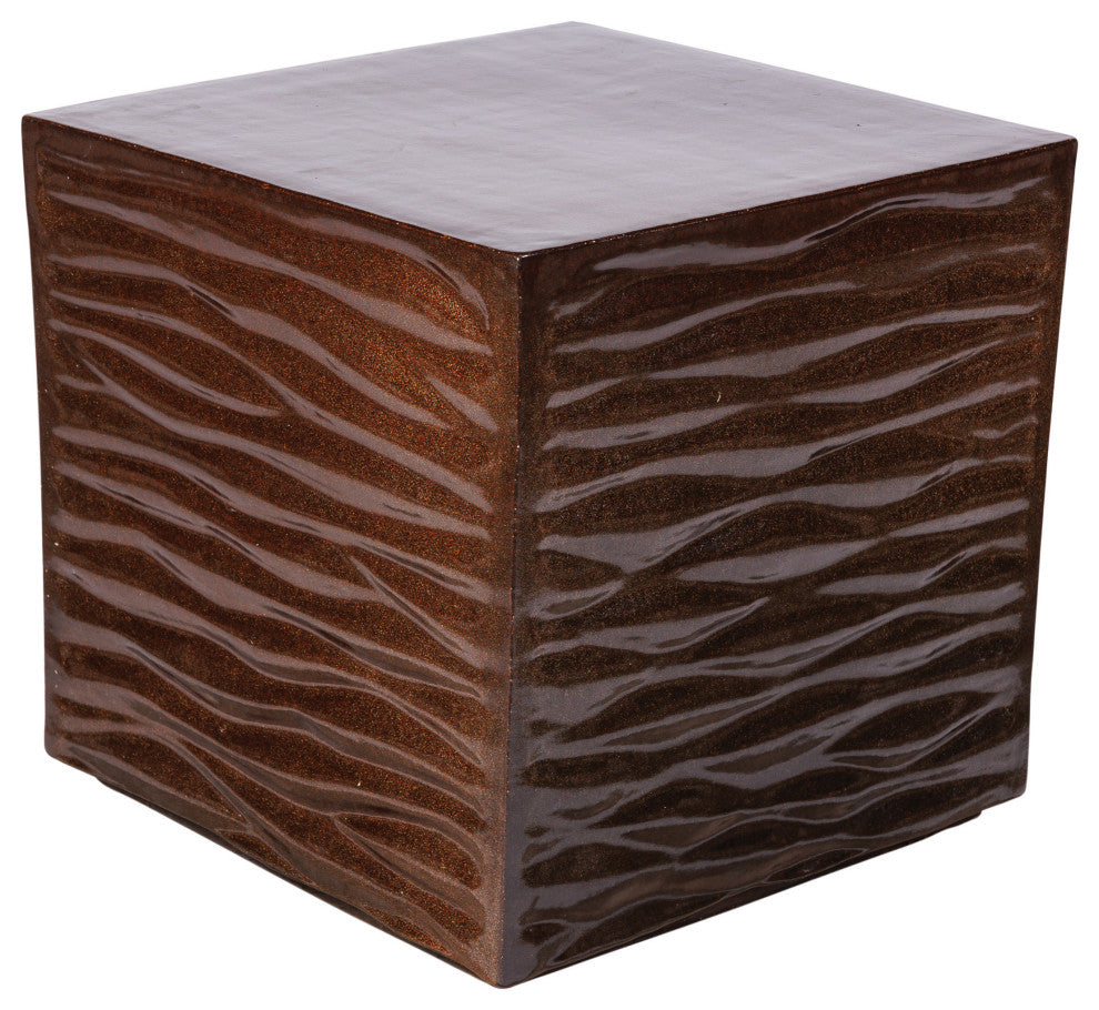 Zen Brown Ceramic Patio Stool