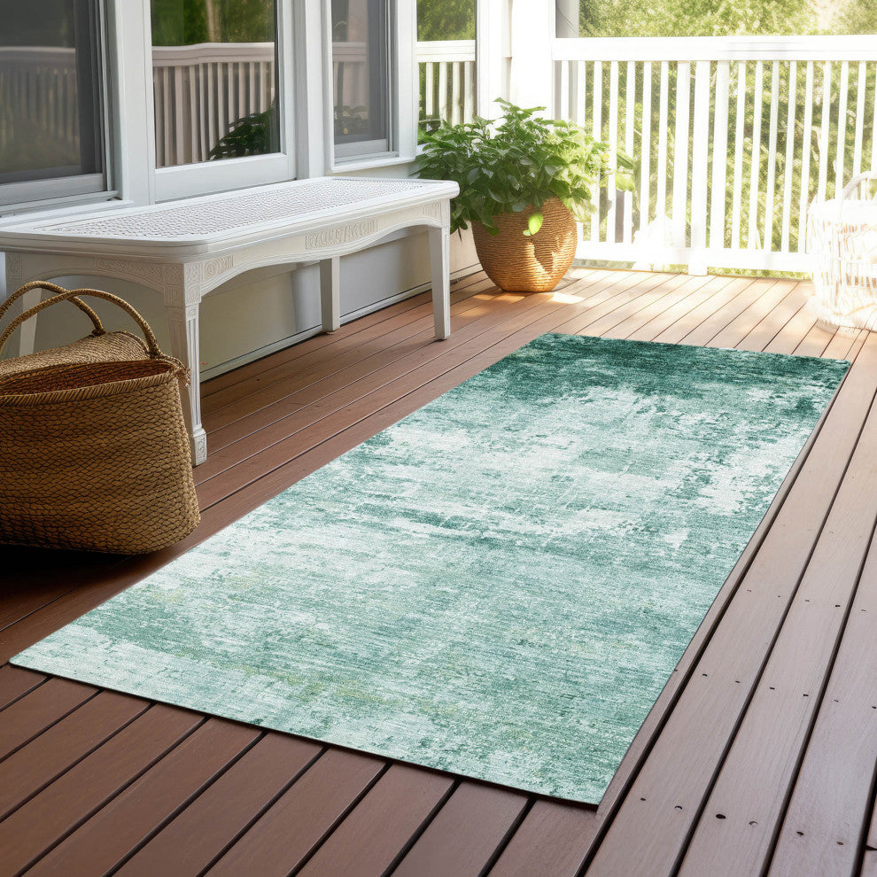 Machine Washable Indoor/Outdoor Chantille ACN1766 Aqua 2'3" x 7'6" Runner Rug