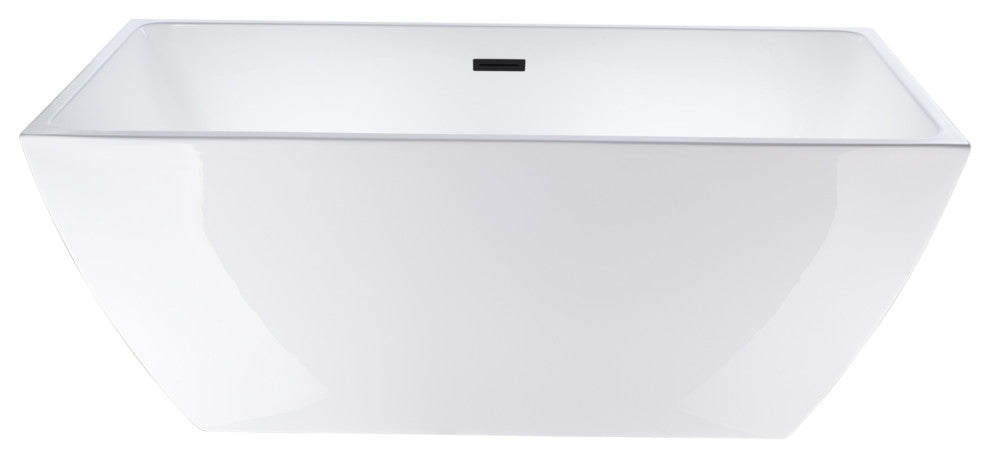 Vanity Art Acrylic Freestanding Soaking Bathtub, White/Matte Black, 59"