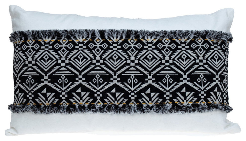 Black and White Patched Throw Pillow