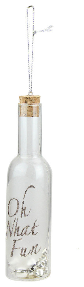 6" Wine Bottle With Jingle Bells Christmas Ornament