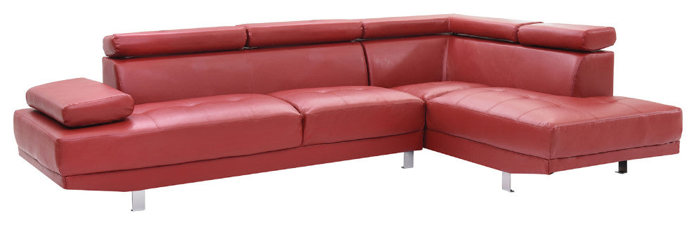 Riveredge 109" W 2 Piece Faux Leather L Shape Sectional Sofa, Red