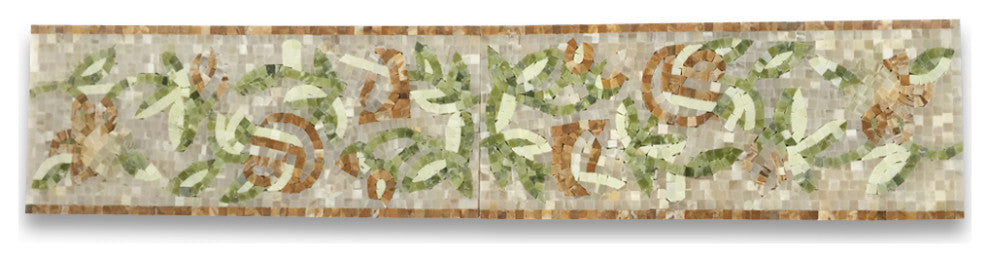 Marble Mosaic Border Listello Tile Foglia Onyx 7.9x19.7 Polished, 1 piece