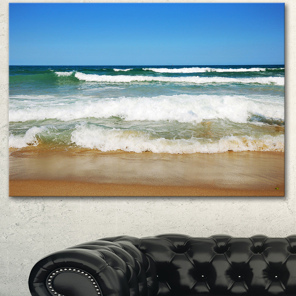 Beautiful Empty Beach under Blue Sky, Large Seashore Canvas Art Print, 40"x30"